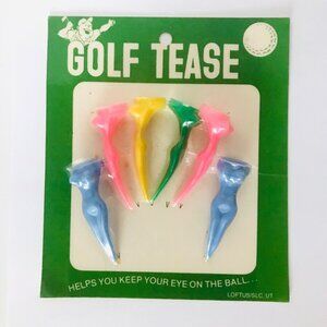 Vintage Golf Tease Vintage Naughty Novelty 6 Lady Figure Tees Original Package